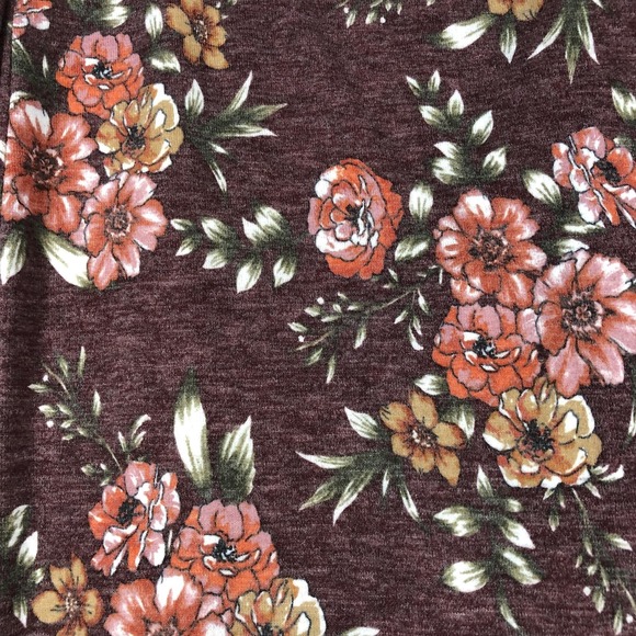 Reborn J Cardigan Womens Small Burgundy Floral Duster Open Front Cuffed Made USA - Picture 7 of 8